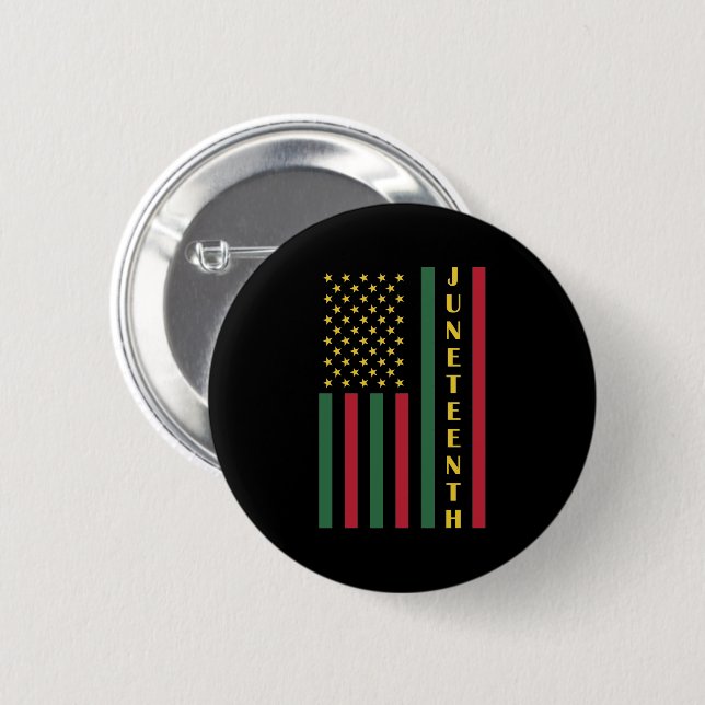 Juneteenth Freedom Celebration USA American Flag Button (Front & Back)