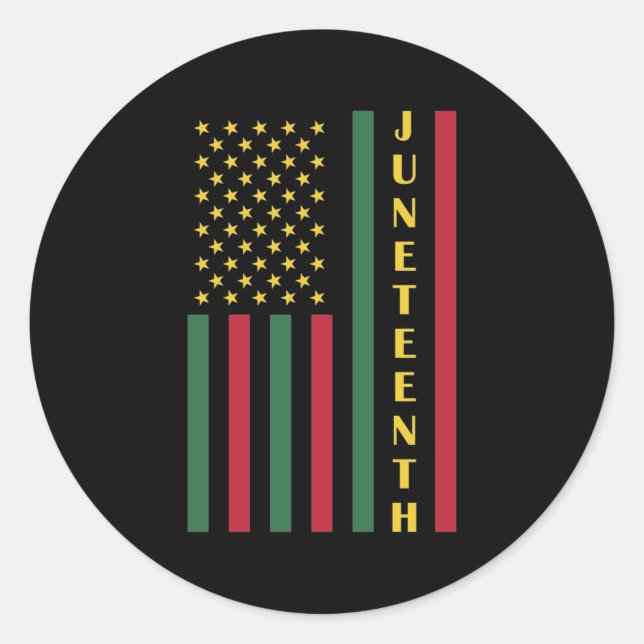 Juneteenth Freedom Celebration USA American Flag Classic Round Sticker (Front)