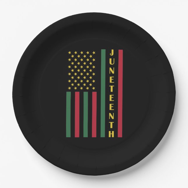 Juneteenth Freedom Celebration USA American Flag Paper Plates (Front)