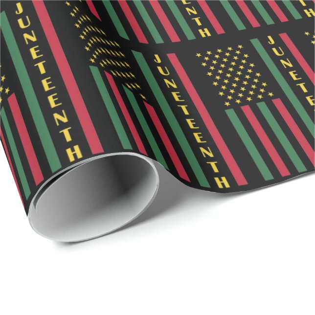Juneteenth Freedom Celebration USA American Flag Wrapping Paper (Roll Corner)