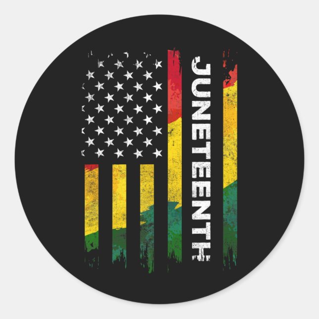 Juneteenth Freedom Day American Flag Black Pride  Classic Round Sticker (Front)