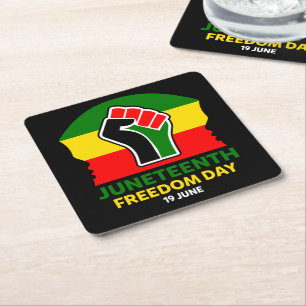 Juneteenth Freedom Day Black History Square Paper Coaster