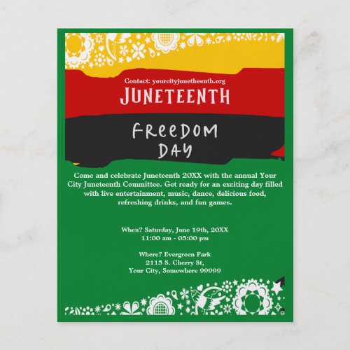 Juneteenth Freedom Day City Celebration Fancy Flag Flyer