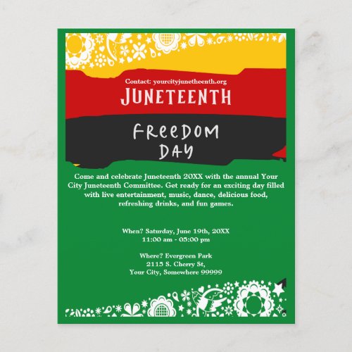 Juneteenth Freedom Day City Celebration Fancy Flag Flyer