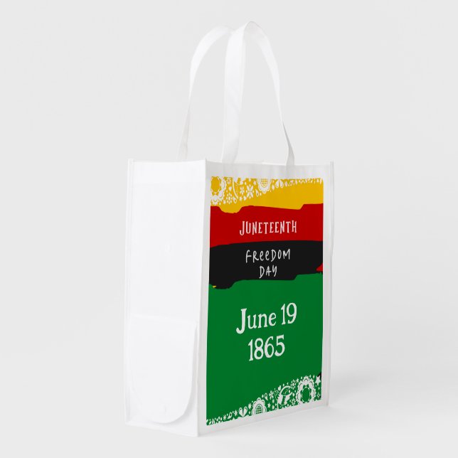 Juneteenth Freedom Day City Celebration Fancy Flag Grocery Bag (Front Side)