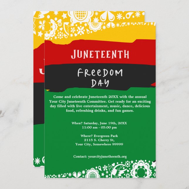 Juneteenth Freedom Day City Celebration Fancy Flag Holiday Card (Front/Back)