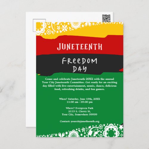 Juneteenth Freedom Day City Celebration Fancy Flag Holiday Postcard