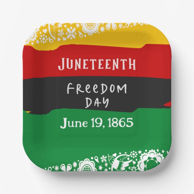 Juneteenth Freedom Day City Celebration Fancy Flag Paper Plates (Front)