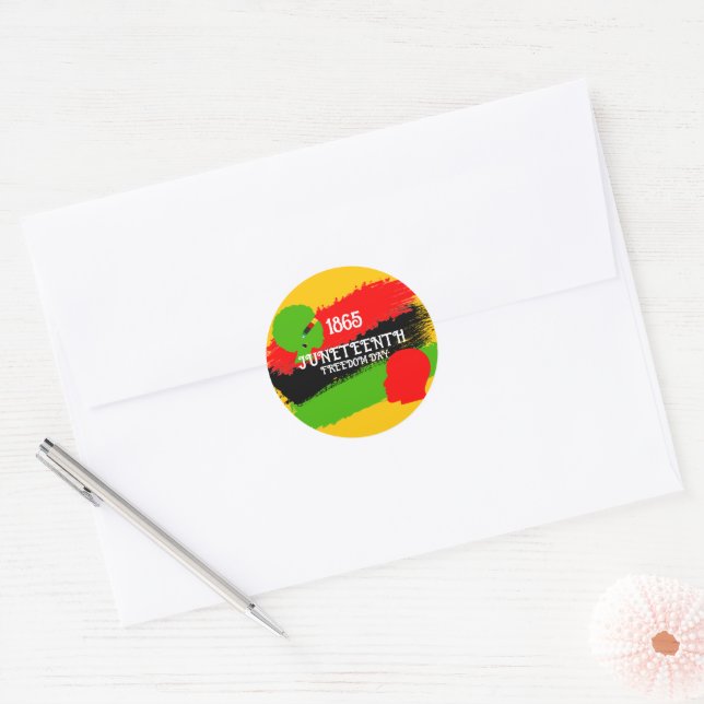 Juneteenth Freedom Day Flag Celebration 1865 Classic Round Sticker (Envelope)