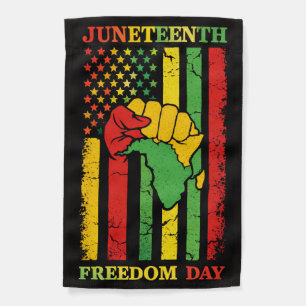 Juneteenth Freedom Day Raised Fist Vintage Style Garden Flag