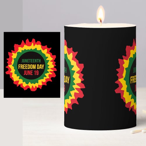 Juneteenth Freedom Liberation June 19th  Pillar Candle