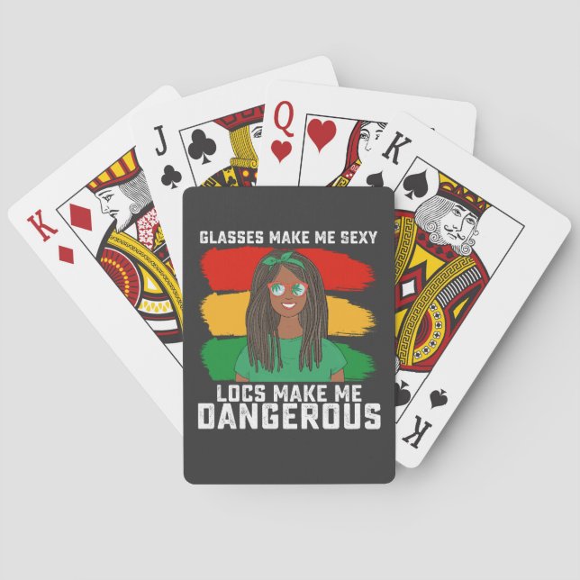 Juneteenth Glasses Locs Make Me Dangerous Poker Cards (Back)