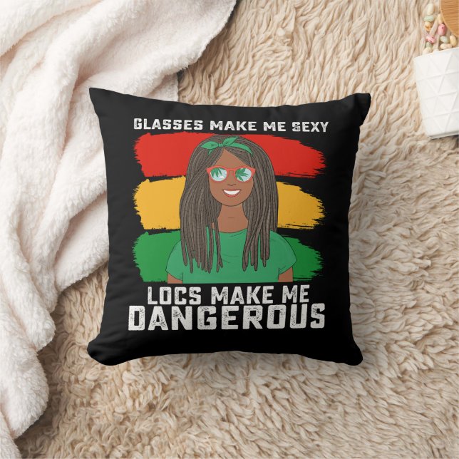 Juneteenth Glasses Locs Make Me Dangerous Throw Pillow (Blanket)