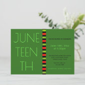 Juneteenth Green Black Red Freedom Celebration Invitation (Standing Front)