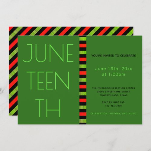 Juneteenth Green Black Red Freedom Celebration Invitation
