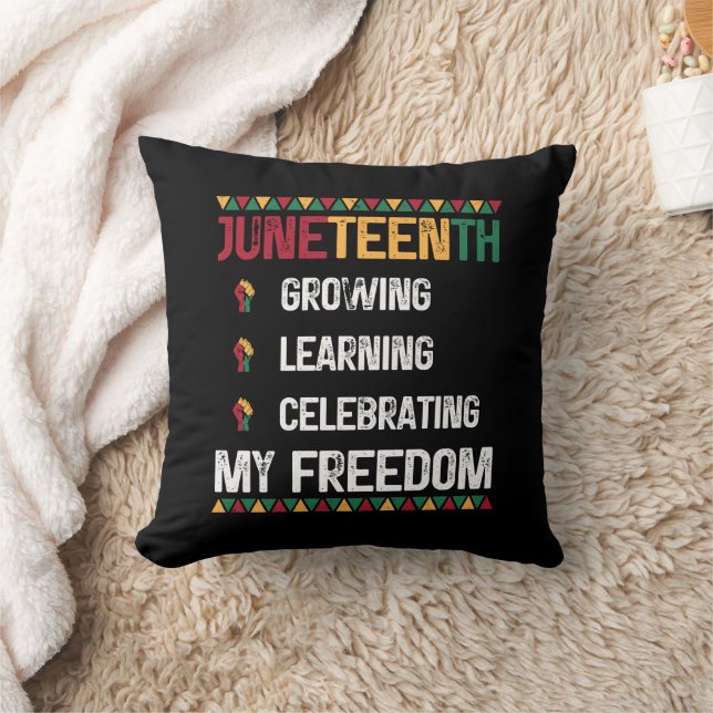 Juneteenth Growing Learning Celebrating My Freedom Throw Pillow (Blanket)