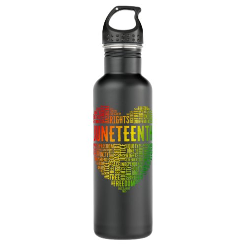 Juneteenth Heart Black History Afro American Afric Stainless Steel Water Bottle