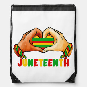 Juneteenth Heart Drawstring Bag