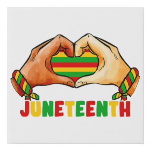 Juneteenth Heart  Faux Canvas Print