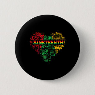 Juneteenth Heart Freedom African American Teen Gir Button