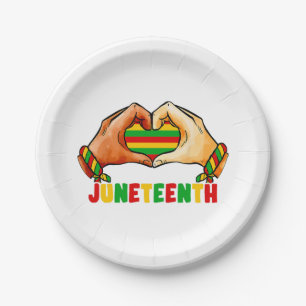 Juneteenth Heart  Paper Plates
