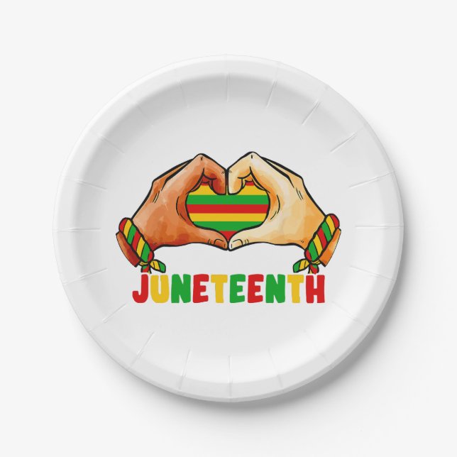 Juneteenth Heart  Paper Plates (Front)
