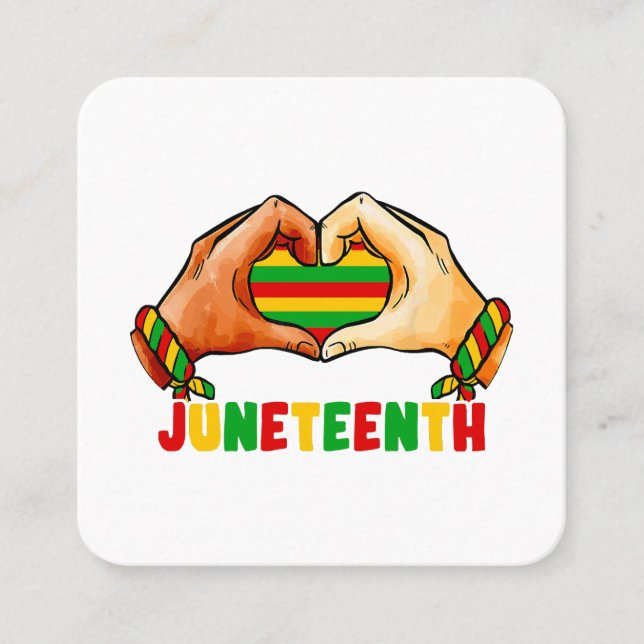 Juneteenth Heart  Square Business Card (Front)