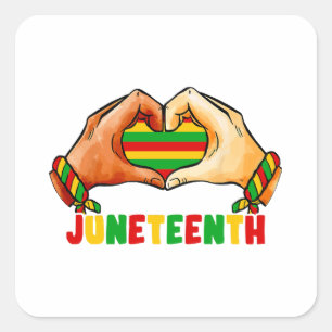 Juneteenth Heart Square Sticker