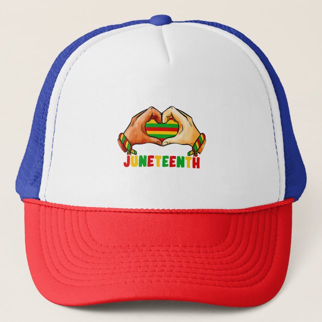 Juneteenth Heart  Trucker Hat (Front)