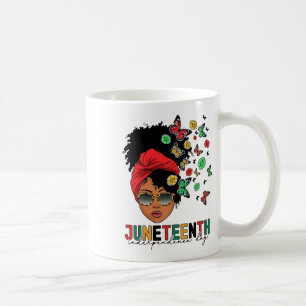 Juneteenth History Freedom Butterfly Melanie Black Coffee Mug
