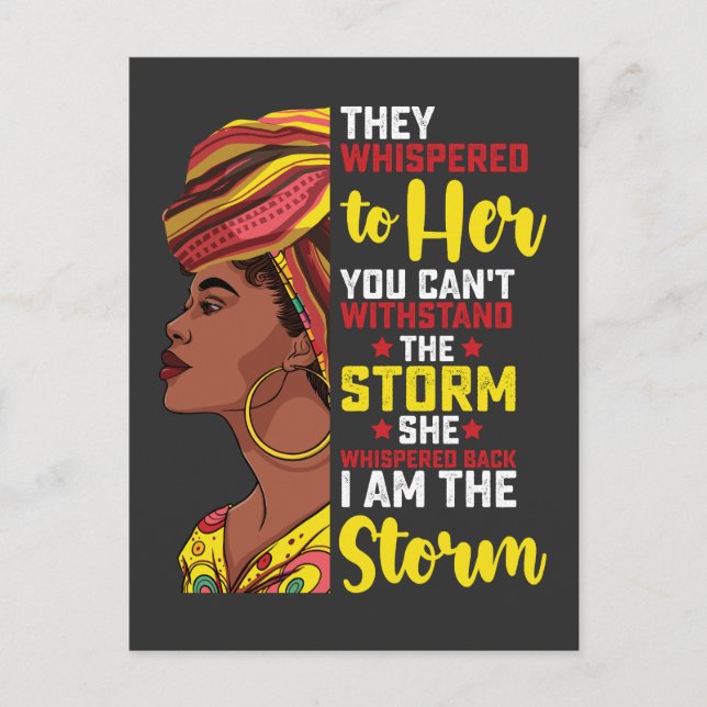 Juneteenth I Am The Storm Melanin Black Girl Invitation Postcard (Front)