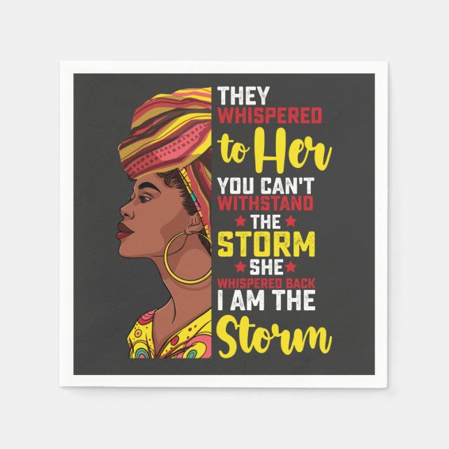 Juneteenth I Am The Storm Melanin Black Girl Napkins (Front)