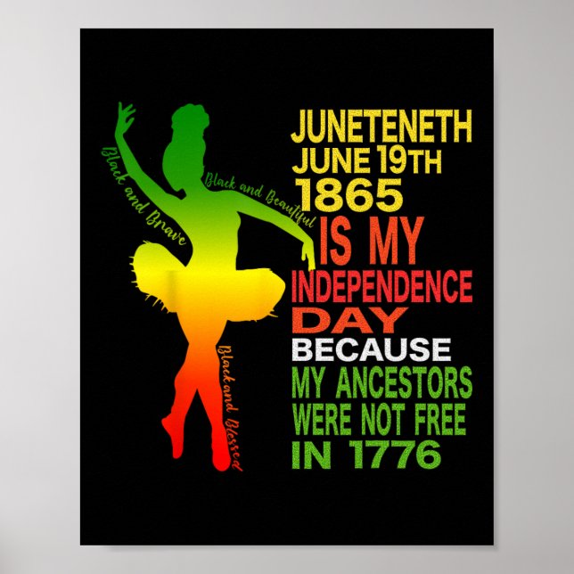 Juneteenth Independence Dancer Black Girl Ballerin Poster (Front)