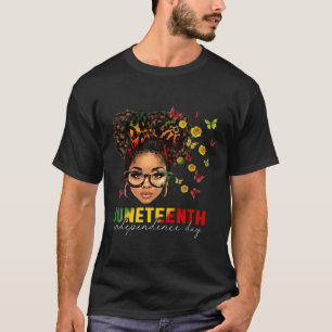 Juneteenth Independence Day Bun Black Women 2023 T-Shirt