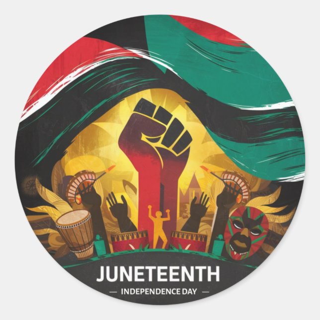 Juneteenth Independence Day Classic Round Sticker (Front)