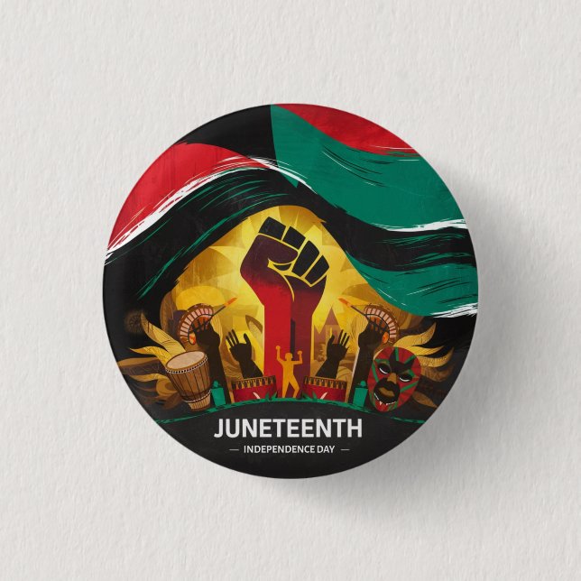 Juneteenth Independence Day Vinyl Button (Front)