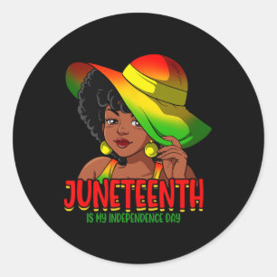 Juneteenth Is My Independence Day Black Women Blac Classic Round Sticker