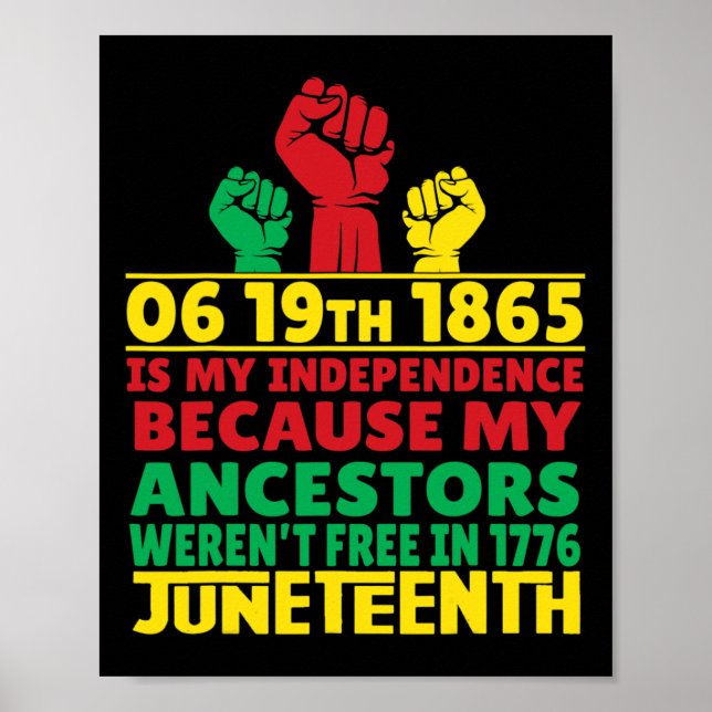 Juneteenth Is My Independence Day Free Black 1865  Poster (Front)
