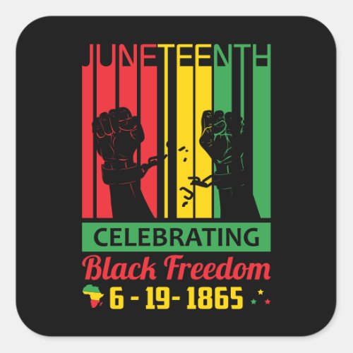 Juneteenth  June 19 1865  Black Freedom Square Sticker