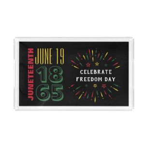 Juneteenth June 19 1865 Black History Fireworks Acrylic Tray