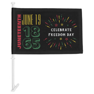 Juneteenth June 19 1865 Black History Fireworks Car Flag