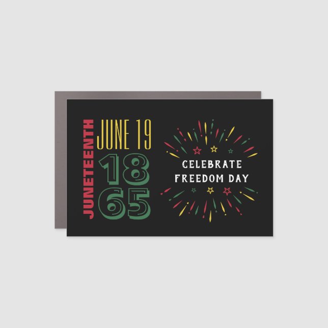 Juneteenth June 19 1865 Black History Fireworks Car Magnet (Front)