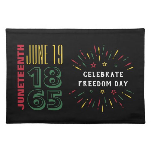 Juneteenth June 19 1865 Black History Fireworks Cloth Placemat