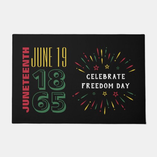 Juneteenth June 19 1865 Black History Fireworks Doormat