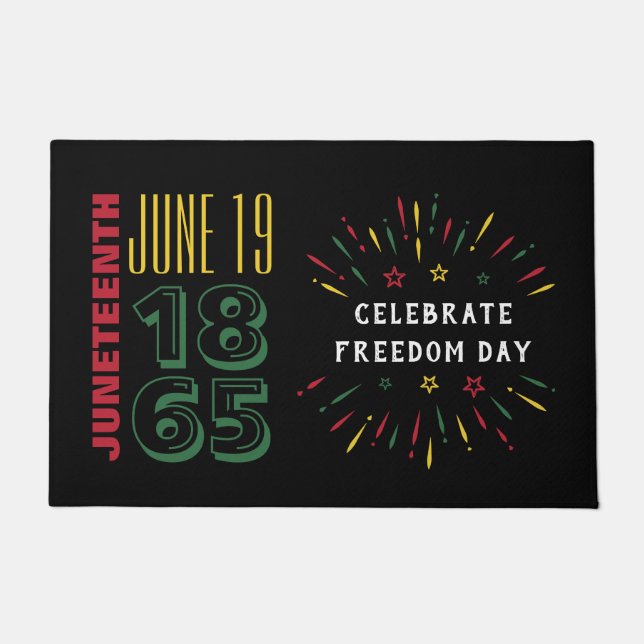 Juneteenth June 19 1865 Black History Fireworks Doormat (Front)