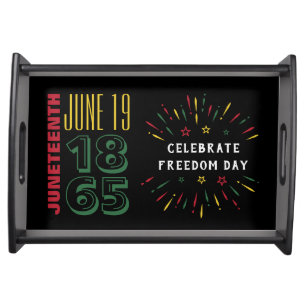 Juneteenth June 19 1865 Black History Fireworks Serving Tray