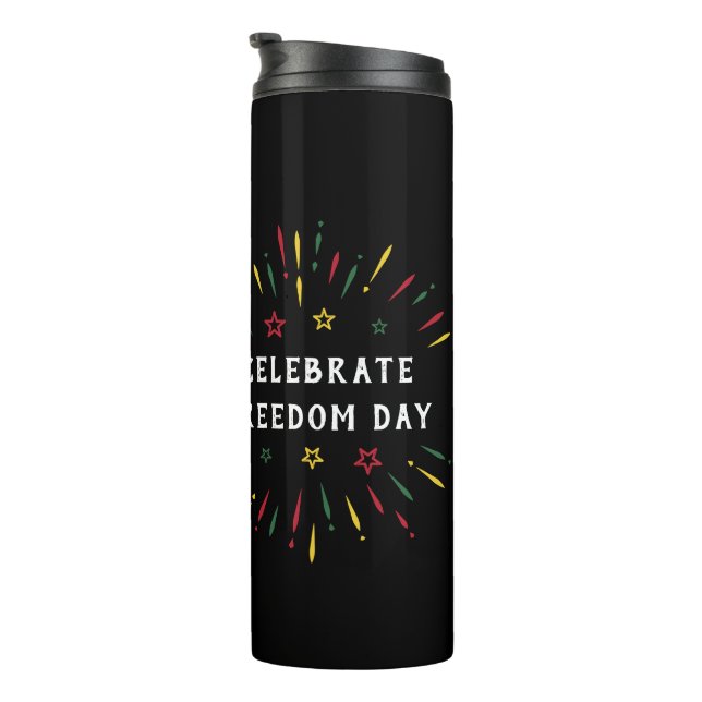 Juneteenth June 19 1865 Black History Fireworks Thermal Tumbler (Rotated Right)