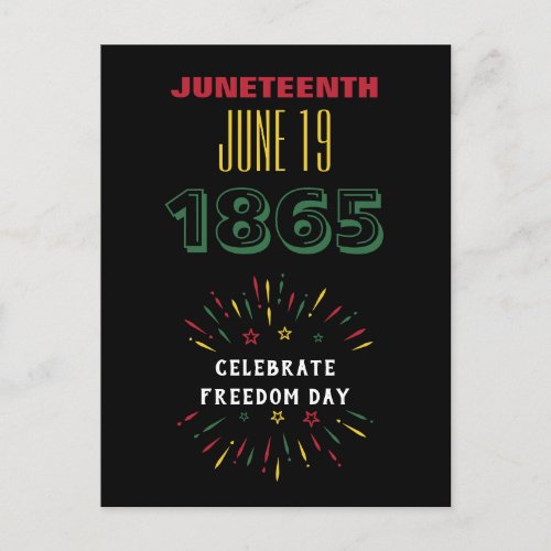 Juneteenth June 19 1865 Fireworks Black History Holiday Postcard