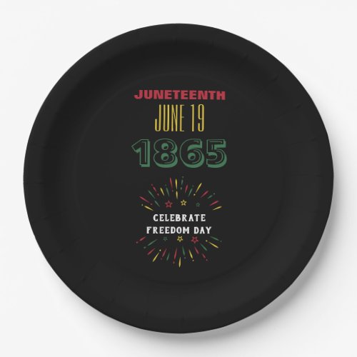 Juneteenth June 19 1865 Fireworks Black History Paper Plates