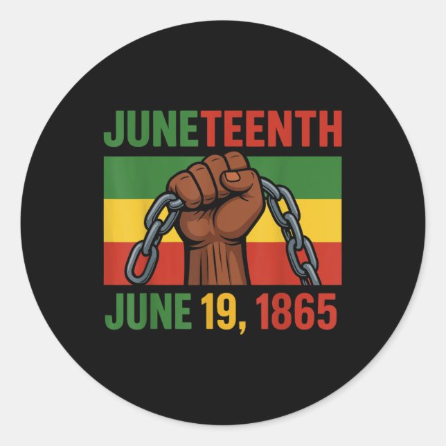 Juneteenth June 19th 1865 Black Freedom Day Flag  Classic Round Sticker (Front)